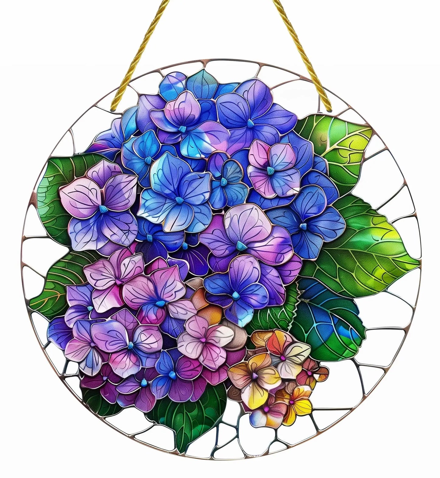 Flower Suncatcher, Stained Window Hanging, Acrylic Sign, Winter Decor, Round Sign, Wreath Sign, Wreath Center, Christmas Gift