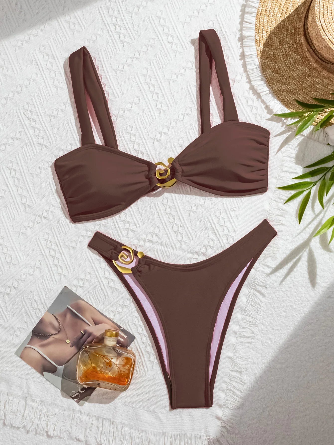 Sexy Bikini Swimwear Women 2025 Swimsuit Solid Bandeau Bikinis Sets 2 Piece Beach Bathing Suit Female Beachwear maillot de bain