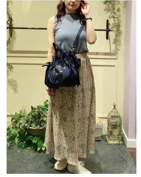 Japanese Style New Double-Sided Drawstring Bags Sweet Cute Girl Ladies Satin Bow Crossbody Shoulder Portable Handbag