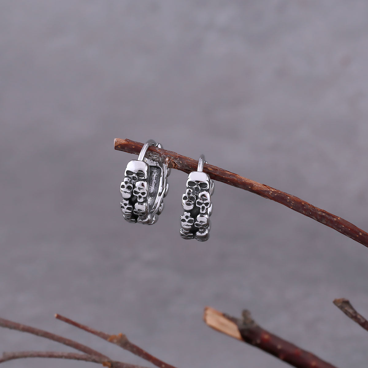 Gothic Fashion Skull Earrings For Men Hip Hop Rock Biker Accessories Punk Boys Vintage Stainless Steel Skeleton Cool Jewelry