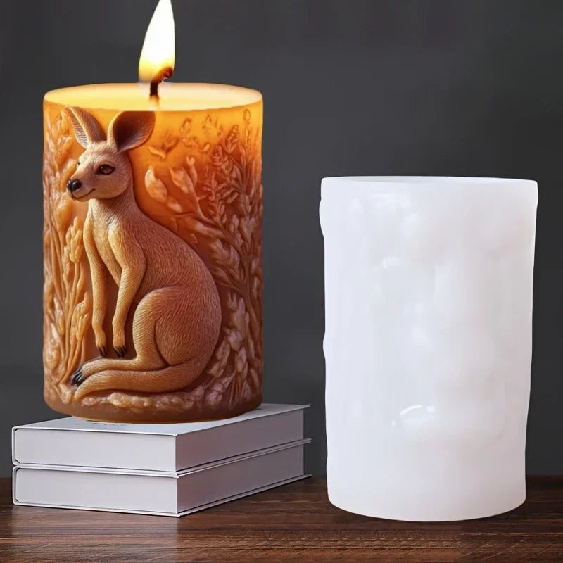 DIY elk relief cylindrical candle silicone mold sika deer flower relief resin mould Forest sika deer gypsum molds Christmas gift