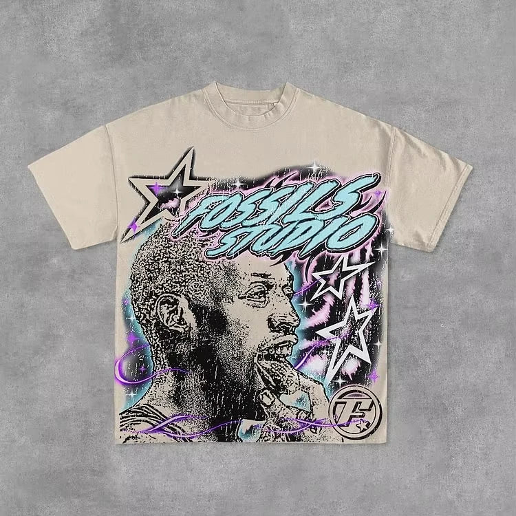 Summer Basketball Legend Graphic Pure Cotton White Short-sleeved T-shirt Men's Y2K Short-sleeved Oversized T-shirt Street Wear