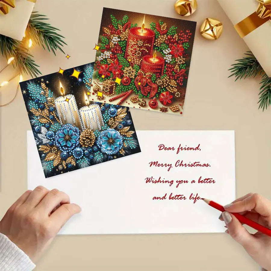 6pcs Diamond Painting Greeting Card Set - Christmas Gift, perfect for sending warm wishes to family and friends