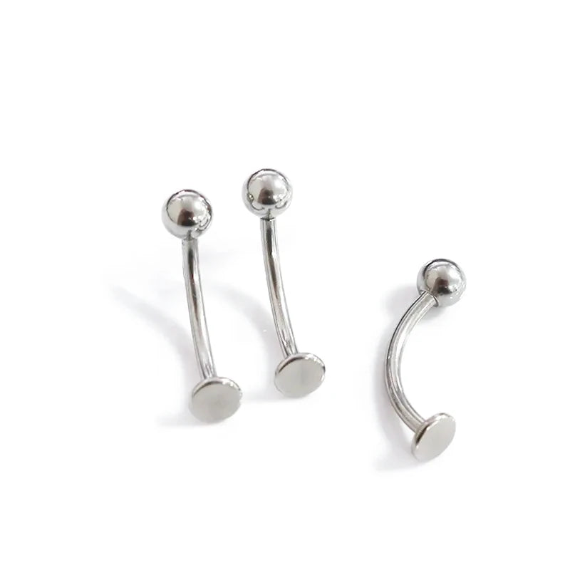 1 Pcs Both End Internal Thead G23 Titanium 14g 6-14mm Belly Button Stud Round  Ball Flat Base Suspension Belly Button Ring Pierc