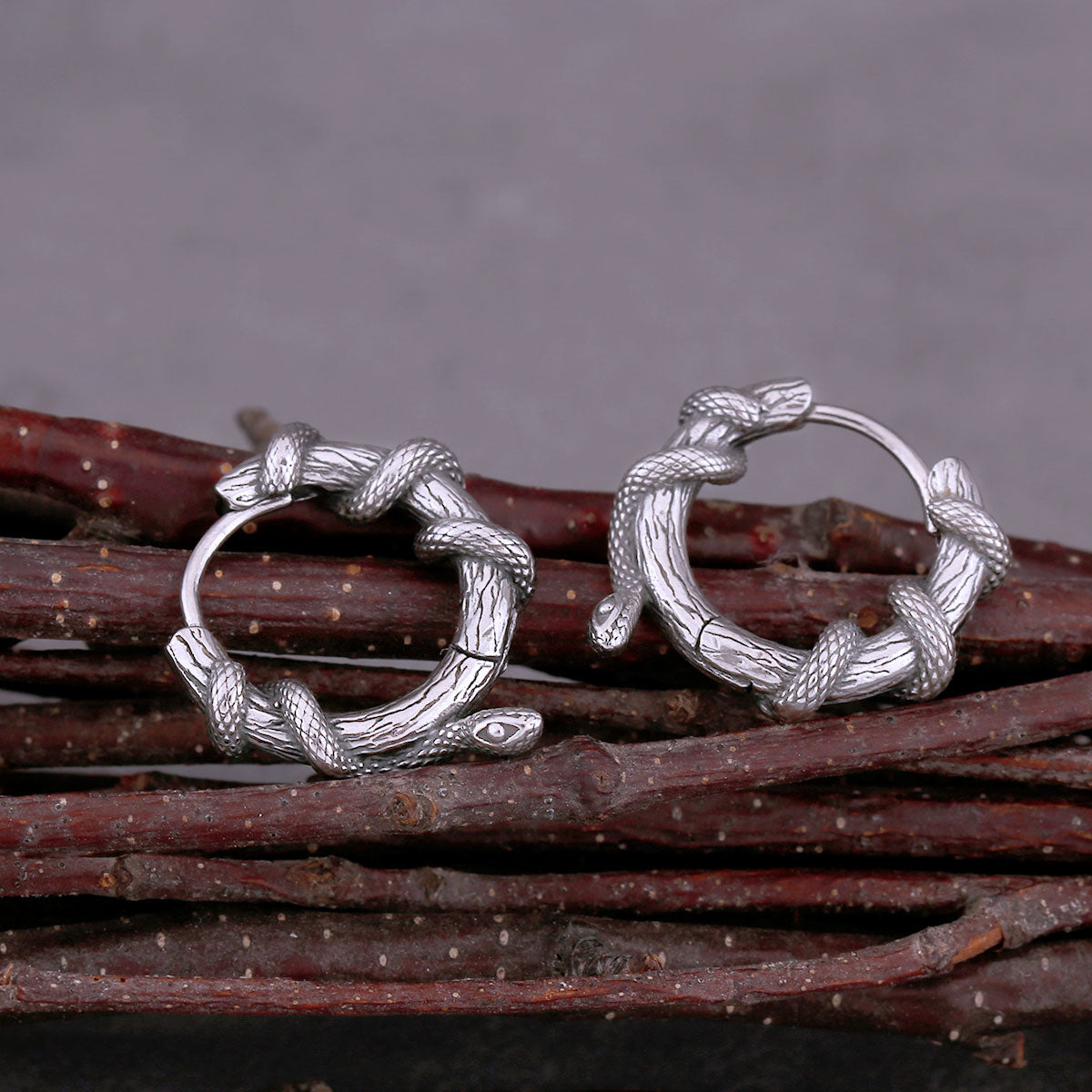 Original Design Winding Small Snake Earrings Viking High-quality Stainless Steel Earrings Accessories Jewelry for Men and Women