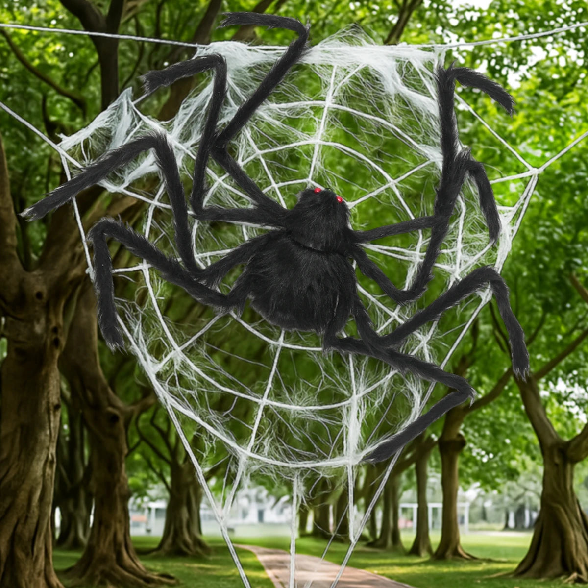 75/125cm Giant Black Spider Halloween Party Decor for Home 2025 Outdoor Haunted House Ornament Trick or Treat Big Black Spider