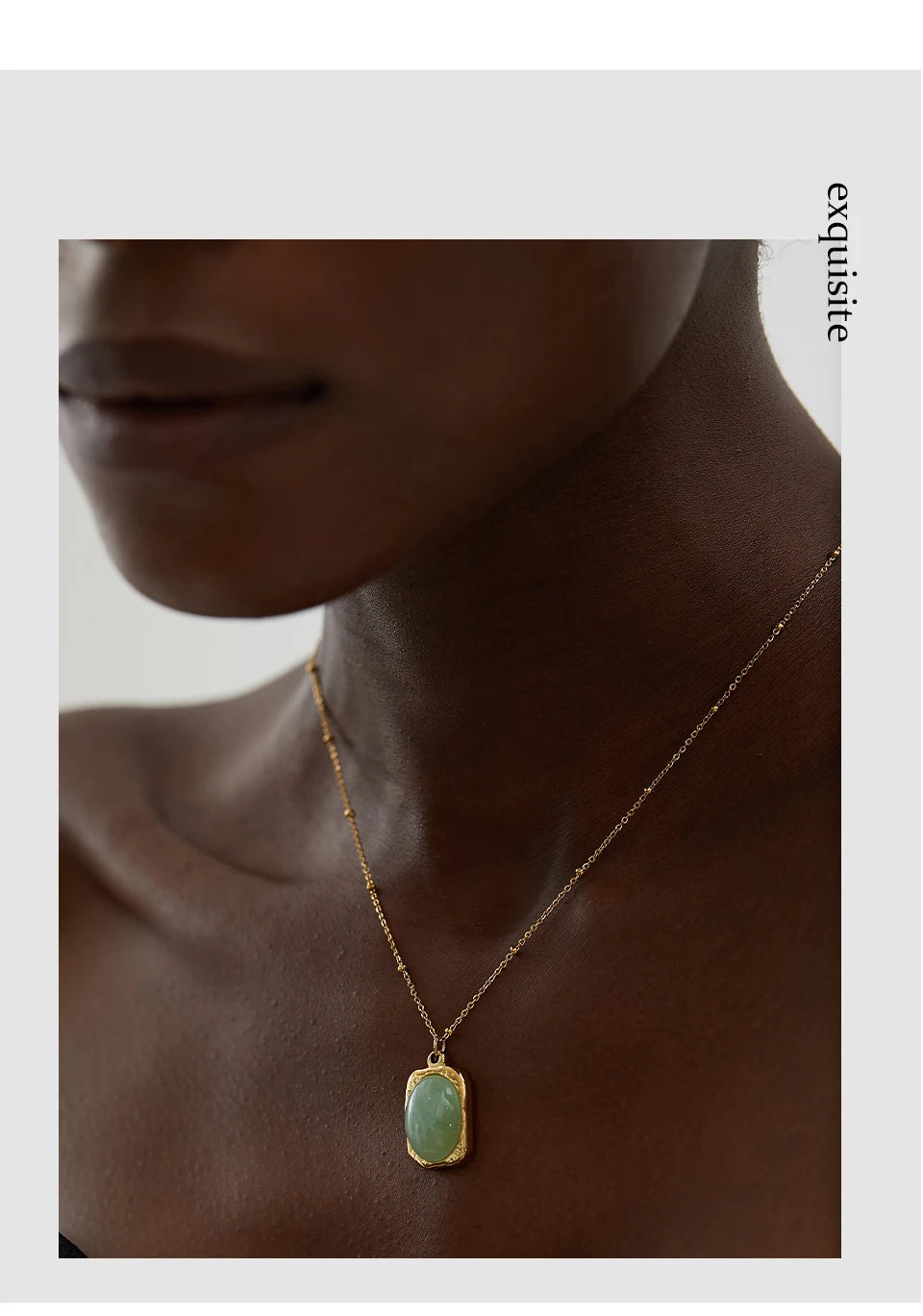 Yhpup Natural Stone Square Pendant Stainless Steel Necklace Amethyst Green Aventurine Charm Fashion Collar Jewelry  Women