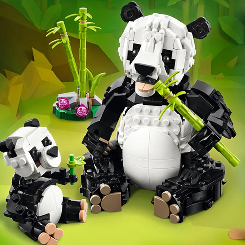 626PCS Creative Variety Series 3IN1 Panda Family Christmas Gift Brick Children Educational Toy