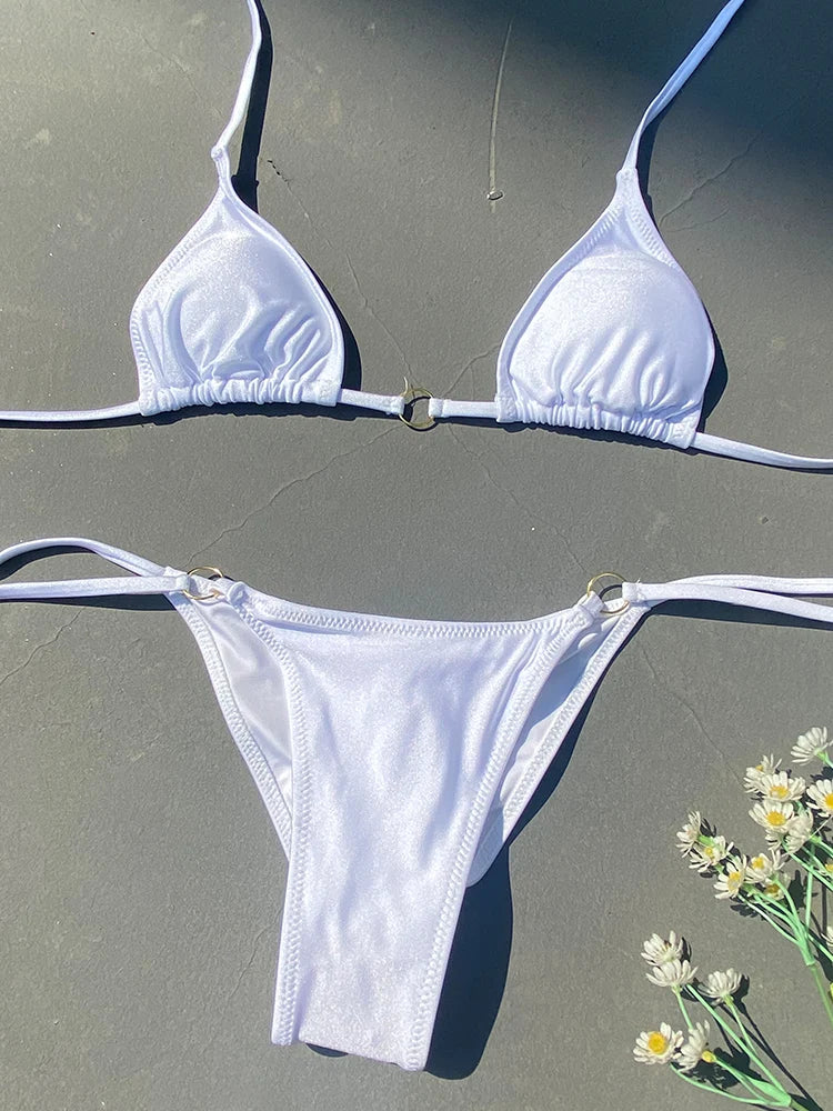 Miyouj Bandage Bikinis Sexy Swimwear Women Swimsuit Triangle Bikini Sets 2025 Bathing Suits Micro Thong Print Swimsuits