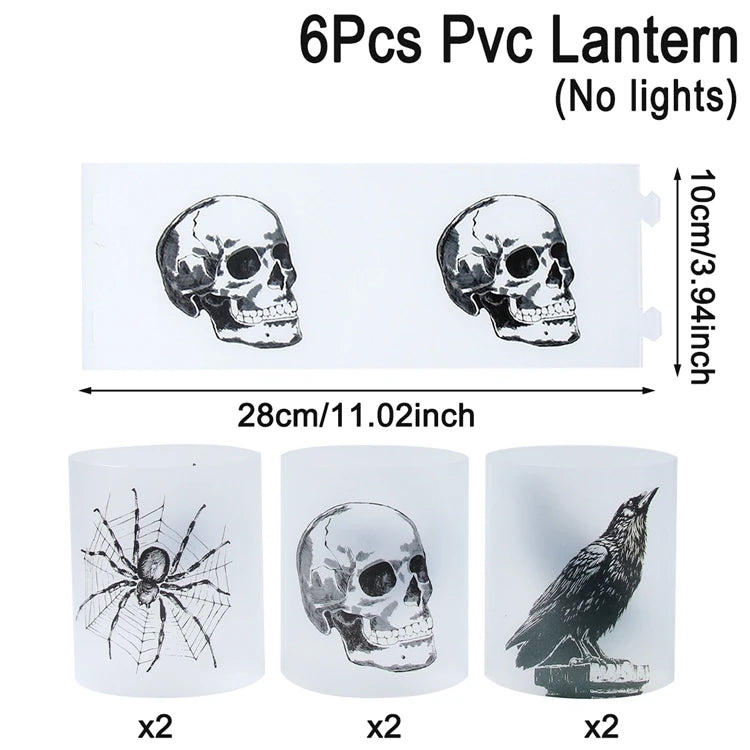 6pcs Halloween Pvc Lantern Ghost Pumpkin Bat Lampshade No Lights Halloween Party Home Table Decoration Haunted House Horror Prop