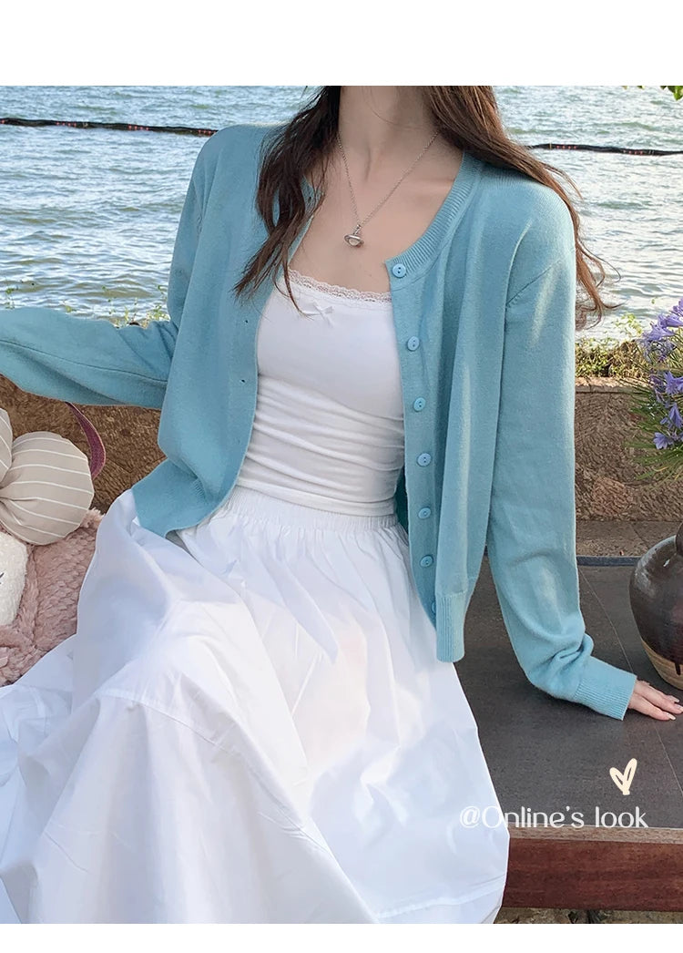 2025 Autumn Winter Knitted Cardigans Women Long Sleeve Tops O Neck Single Breasted Solid Soft Sweaters Mujer