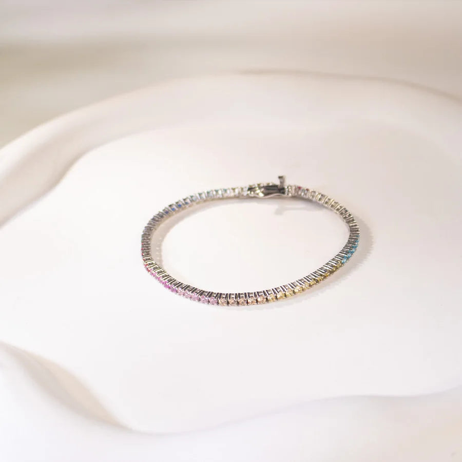 2mm Rainbow Tennis Bracelet Silver 925 Bracelet luxury Bracelets with Exquisite Box 2024 Woman