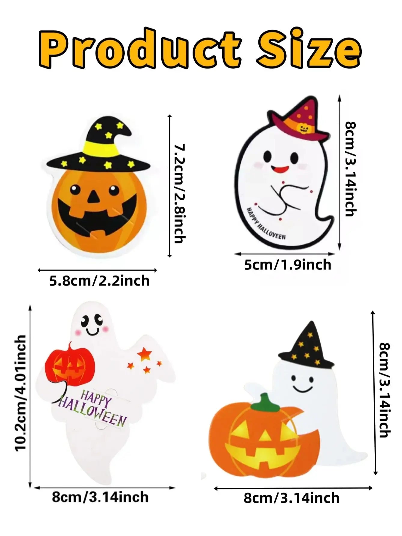 50/100PCS Halloween Paper Lollipop Cards Cute Pumpkin Ghost Candy Packaging Cards for Trick or Treat Halloween Decoration