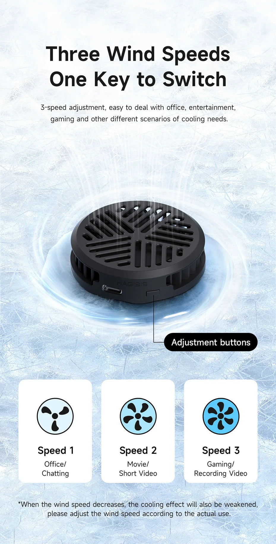 Hagibis Magnetic Cell Phone Cooler Universal Cooling Fan Mobile Phone Radiator for iPhone 15 Pro Black Shark Gaming Live Stream