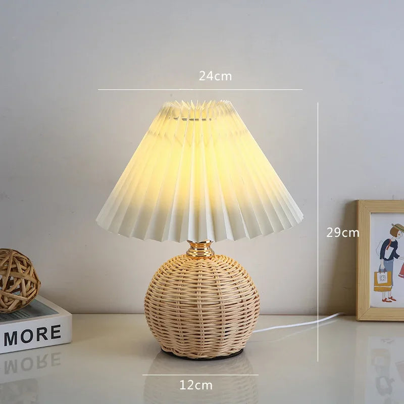 Nordic Ins Wind Internet Red Desk Lamp For Girls Warm Night Light High End Pleated Bedroom Bedhead Desk Lamp