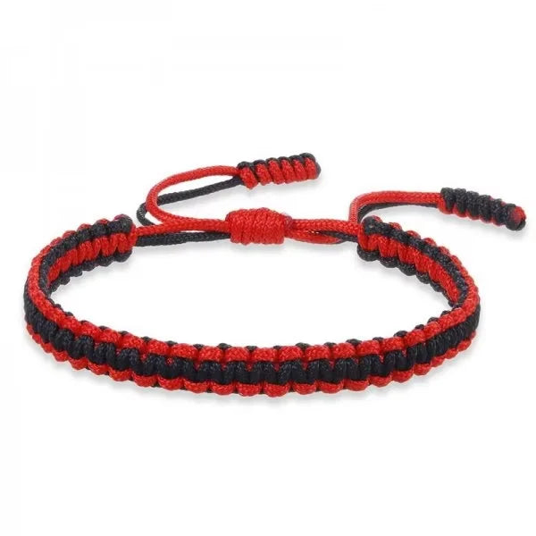 Handmade Black Red thick Rope Knot Bracelet for Women Men Retro Ethnic Style Tibetan Buddha Braid Chain Couple Friendship Jewelr