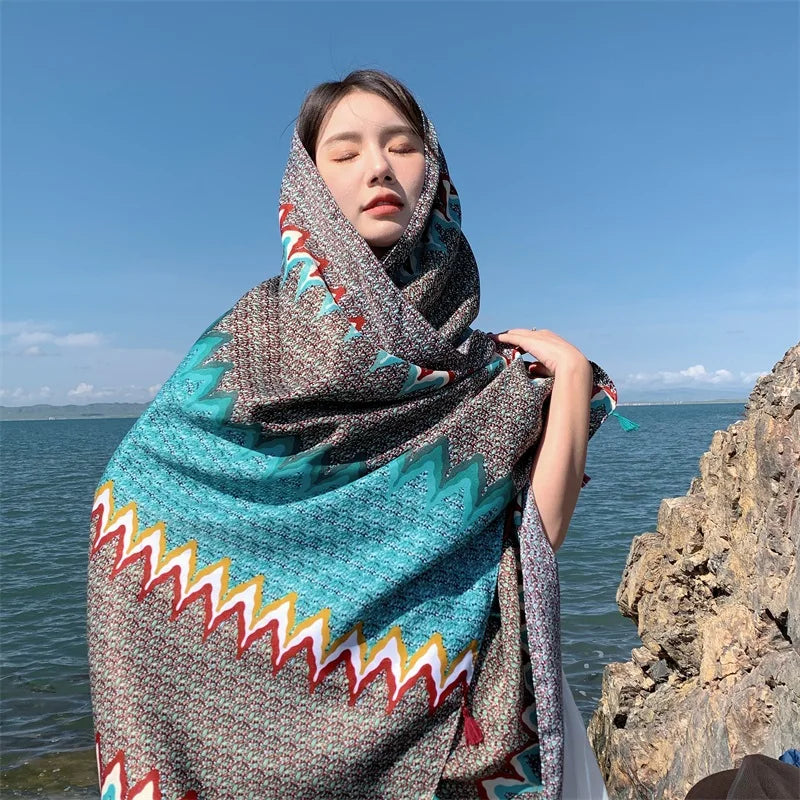 Travel Beach Sunscreen Scarves for Women Bikini Large Sarong Wrap Scarf Brazilian Swimsuit Bathing Cover-ups 17 Styles 90x180cm