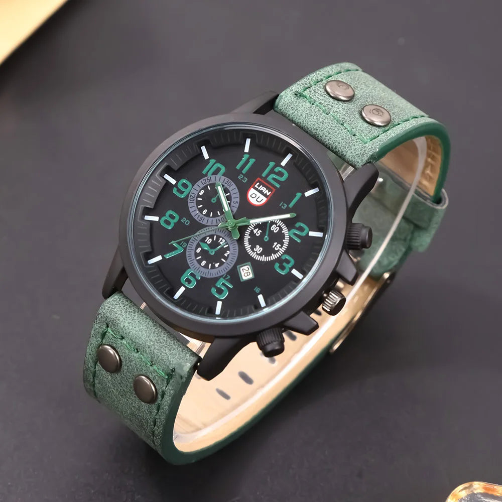 4 Pcs/Set Calendar Fashion Business Casual Quartz Watches for Men's Party or as a perfect gift for men.