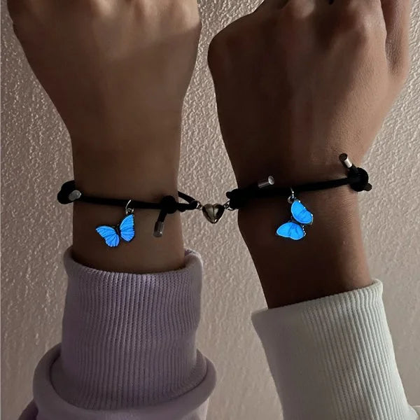 2 PCS/Set Stainless Steel Couples Bracelet For Women Lover Luminous Sun Moon Rope Charm Friendship Girlfriend Party Jewelry Gift