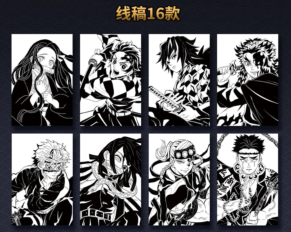 Demon Slayer Collection Card Black and White Tone Creative Line Draft Color Paper Card Encouraging Child's Christmas Gift Toys