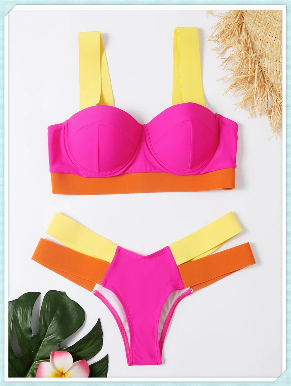 Solid Bandage Bikini Women Push Up Swimsuit Sexy Swimwear Female Brazilian Bathing Swimming Suit Bather Splicing Color Beachwear