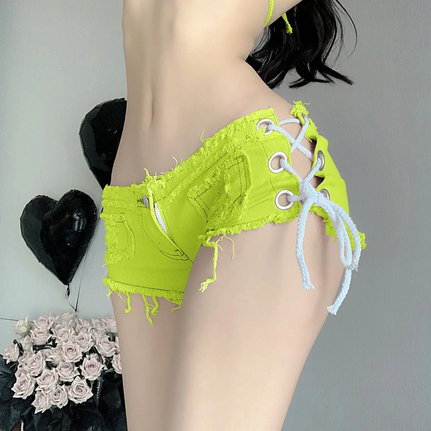 Sexy Low Waist Jeans Shorts Women's European American Style Denim Crossbody Shorts For Nightclubs Summer Fashion Trend