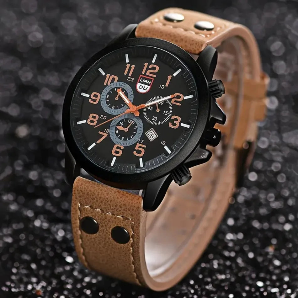 4 Pcs/Set Calendar Fashion Business Casual Quartz Watches for Men's Party or as a perfect gift for men.