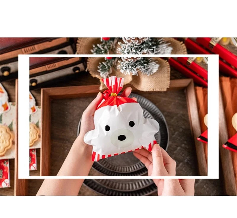 LBSISI Life 25pcs Ball Shape Christmas Gift Bag For Candy Chocolate Cookie Nougat Biscuit Packing Gift Tree Santa Zipper Bags