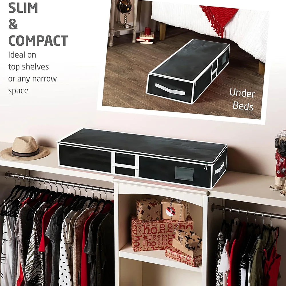 Christmas Gift Wrap Storage Bag Wrapping Paper ContainersUnderbed Storage Organizer with Reinforced Handles Christmas Decoration