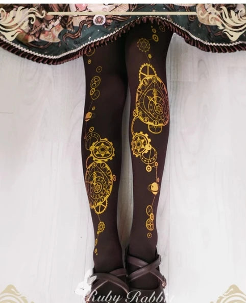 Original Design Girls Lolita Pantyhose Piano Printing Stockings Spring and Autumn Japanese Style Female Cotton Tights Socks