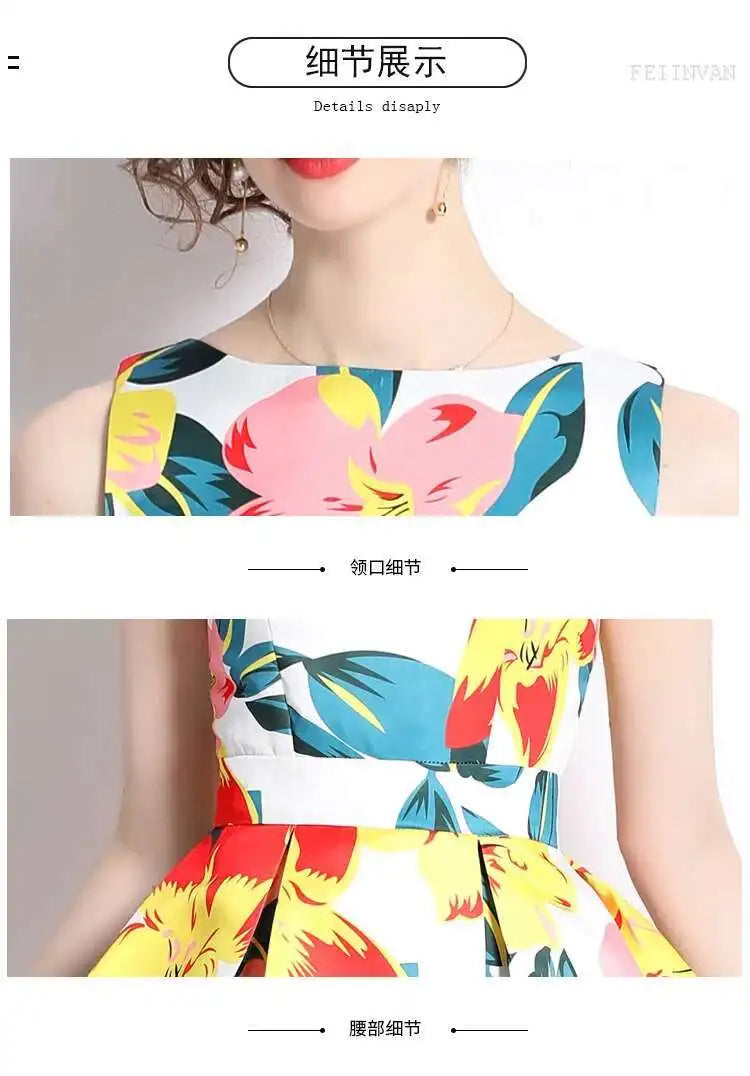 JAMERARY New Summer Hoilday Floral Midi Dress Women Printed A Line Long Vestidos