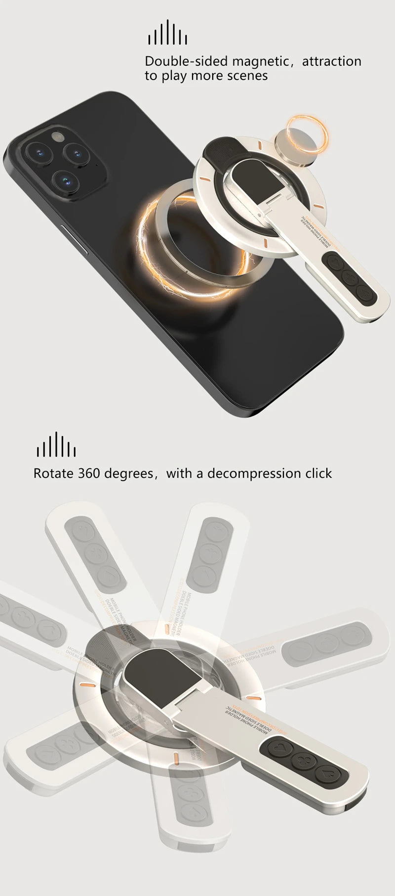 Xiaomi MagSafe Phone Grip Stand 3in1 Magnetic Finger Ring Holder Double Sided Magnetic Phone Stand For iPhone 17 16 15 14 13 12