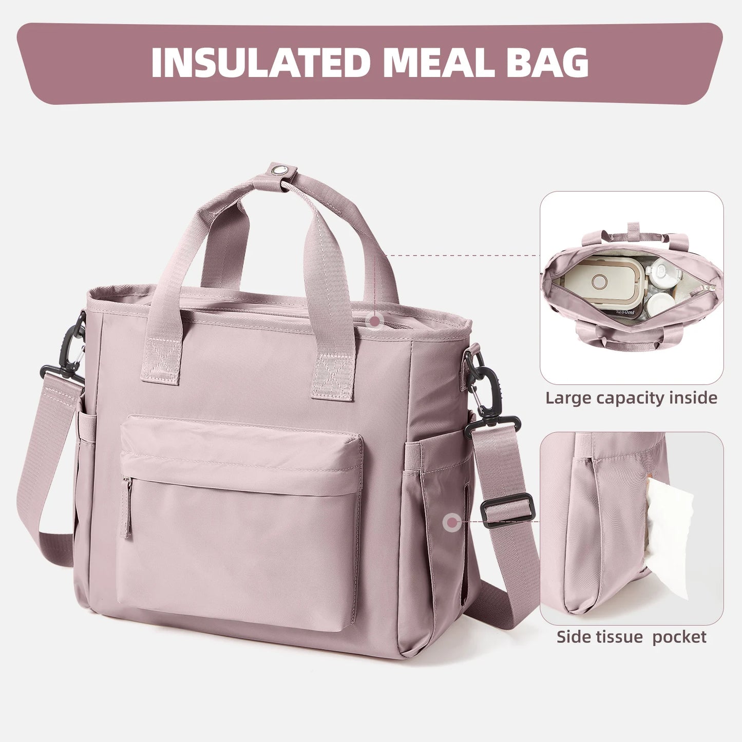 Large Lunch Bag Insulated Cooler Bag Lunch Box, Thermal Bag for Work Picnic, Portable Cool Box Reusable Tote Lunch Bag Carry Bag