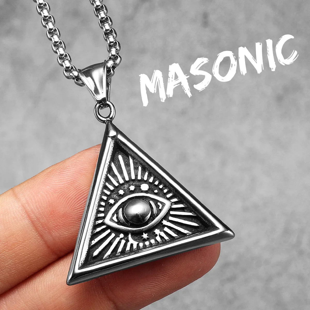 Masonic Illuminati Eye Amulet Men Necklaces Stainless Steel Pendants Chains Women Jewelry Cool Male Accessories Gifts Wholesale