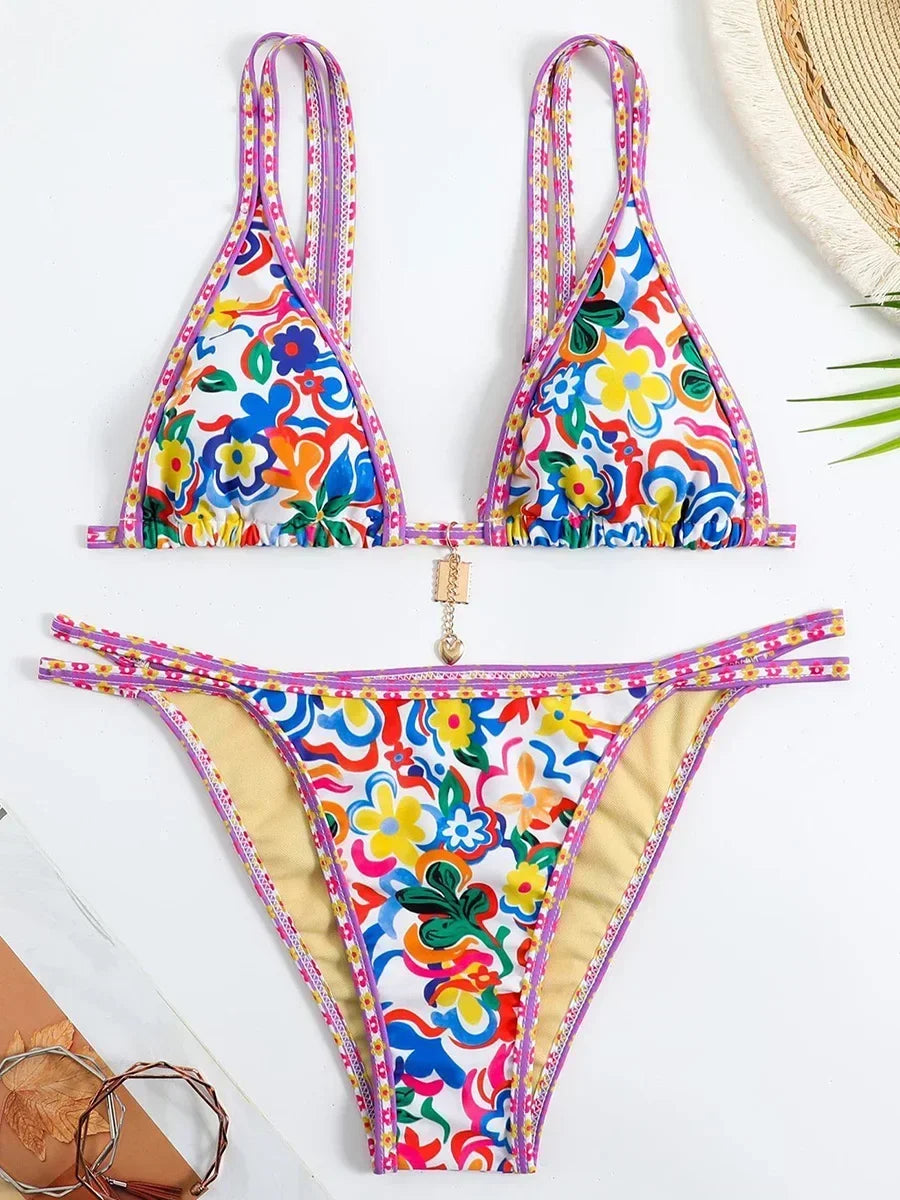 Printed Micro Bikinis 2025 Brazilian Bikini Women Swimwear Female Swimsuit Two-pieces Bikini Set Bathing Suit Swim Beach Wear