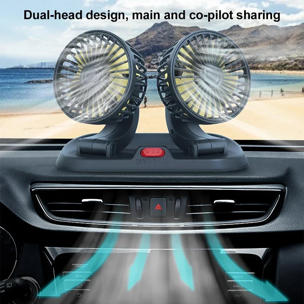 Car 5V 12V 24V Fan Cooling Car Fan Dual Head Usb Car Fan 2 Speeds Adjustable Auto Cooler Air Fan Car Accessories Wind Regulation