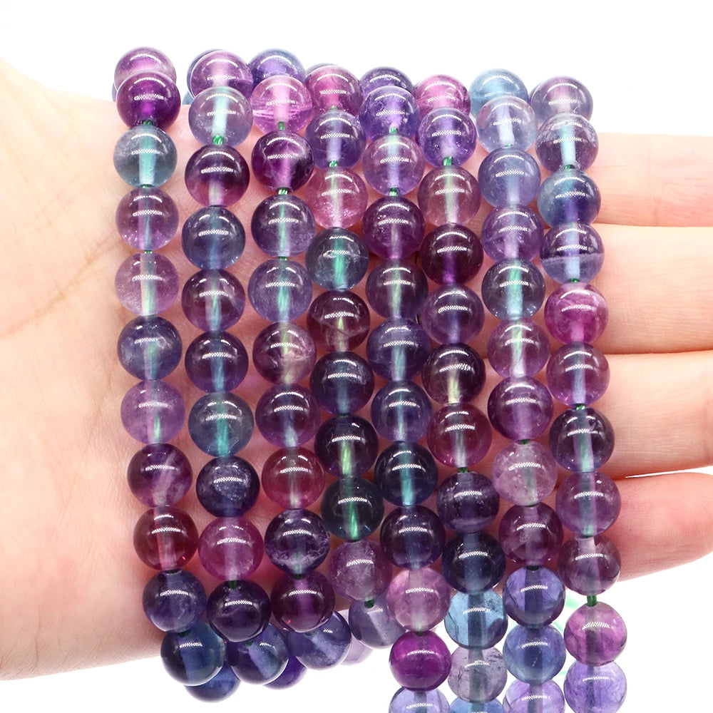Natural Rainbow fluorite Spacer Loose Stone Beads Healing Crystals For Jewelry Making DIY Charms Bracelet Necklace Accessories