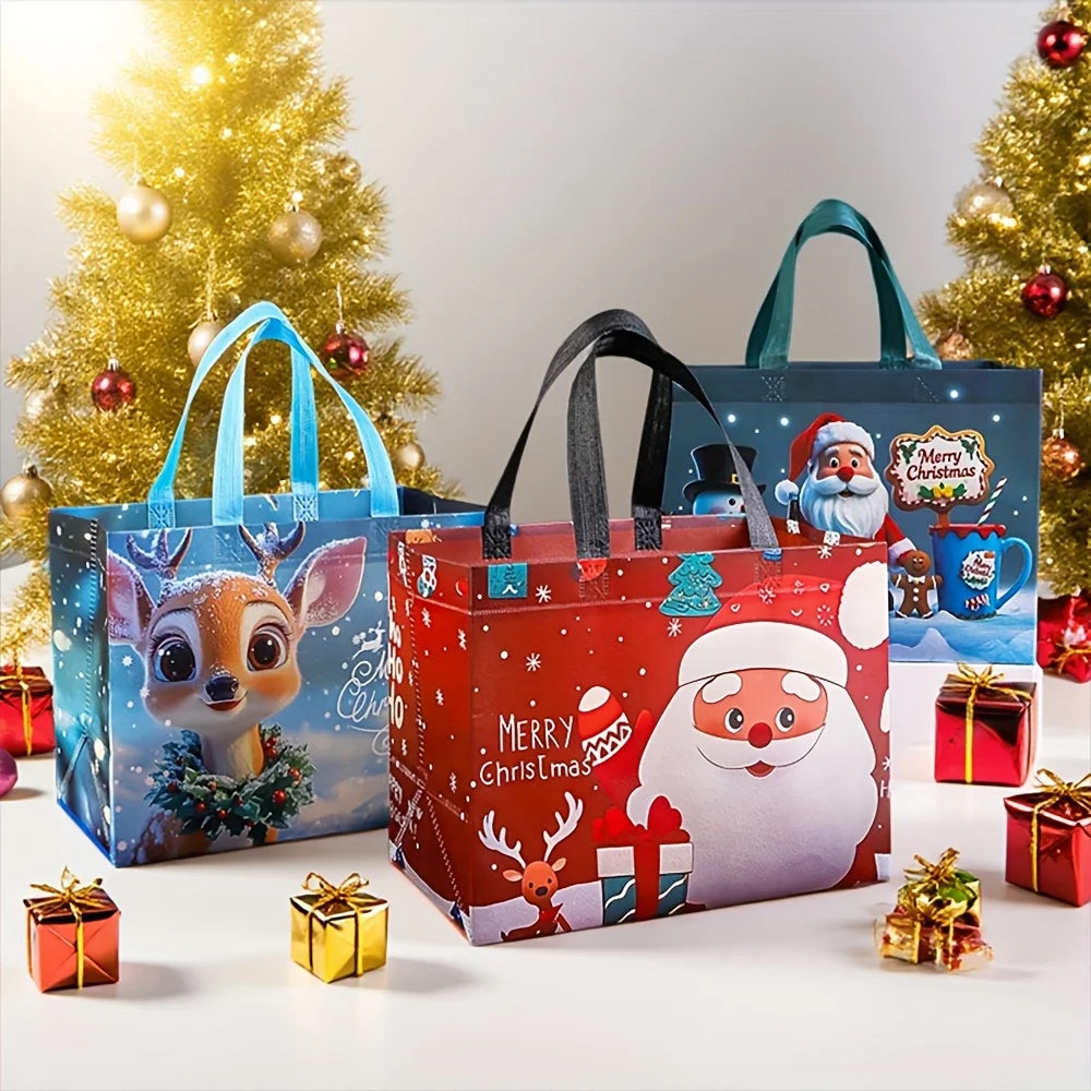 Large Christmas Gift Bags - Reusable Non-Woven Christmas Gift Bags with Handles for Holiday Xmas Party Gifts Wrapping Shopping