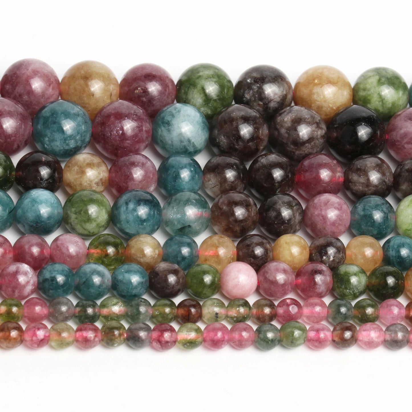 Natural Colorful Tourmaline Stone Beads Round Loose Spacer Beads for Jewelry Making Diy Bracelet Handmade Accessories 4 6 8 10mm