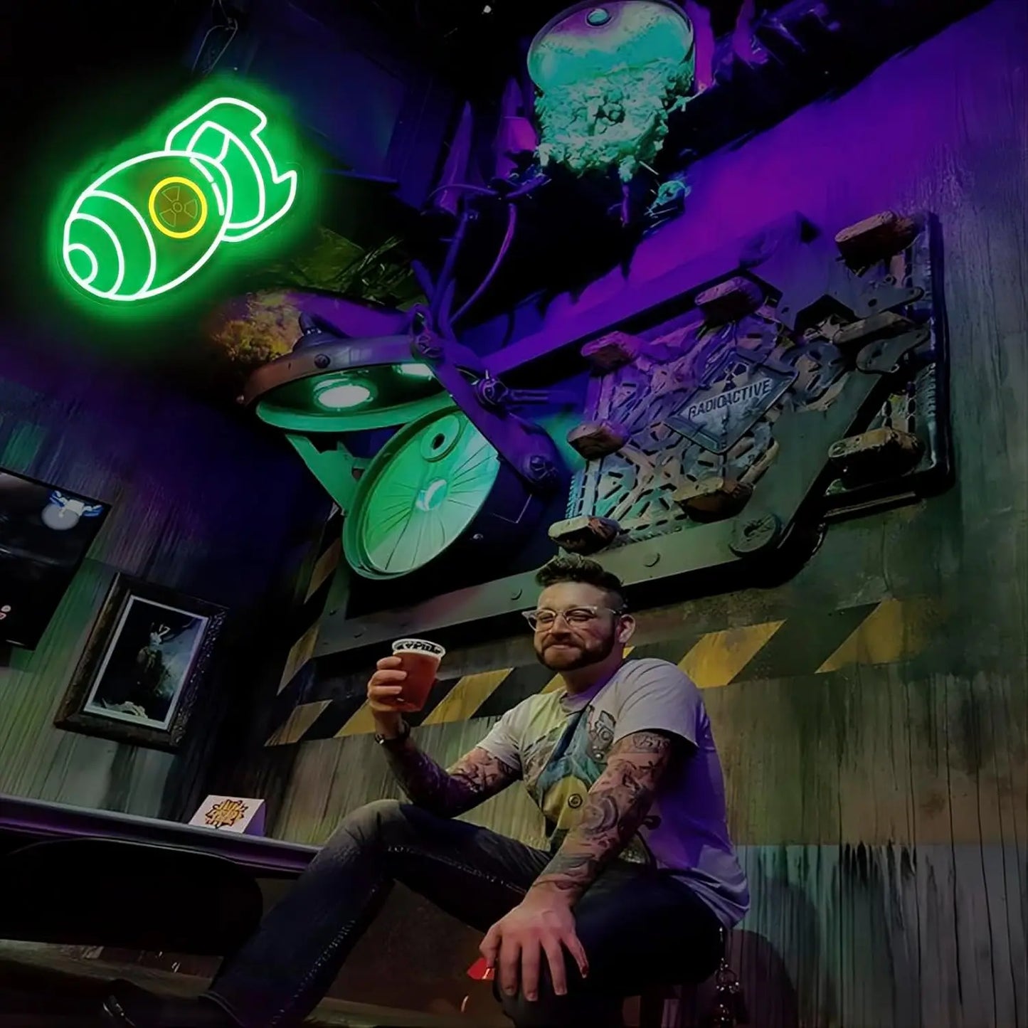 Nuclear Bomb Neon Sign LED Neon Light Sign for Game Room Man Cave Bedroom Bar Decor Birthday Christmas Gift for Gamer Him Boys