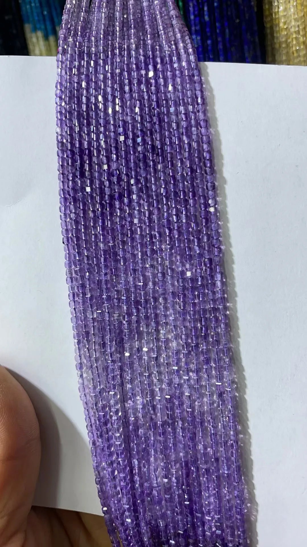 Natural Rainbow Tourmaline Cube Faceted 2.5X2.5mm Length38.5cm