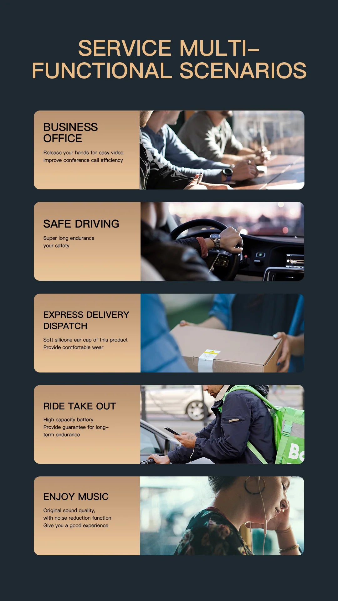 Bluetooth V5.2 Wireless Earbuds Clip On Earphone Business Headphone In-Ear Vibrating Alert