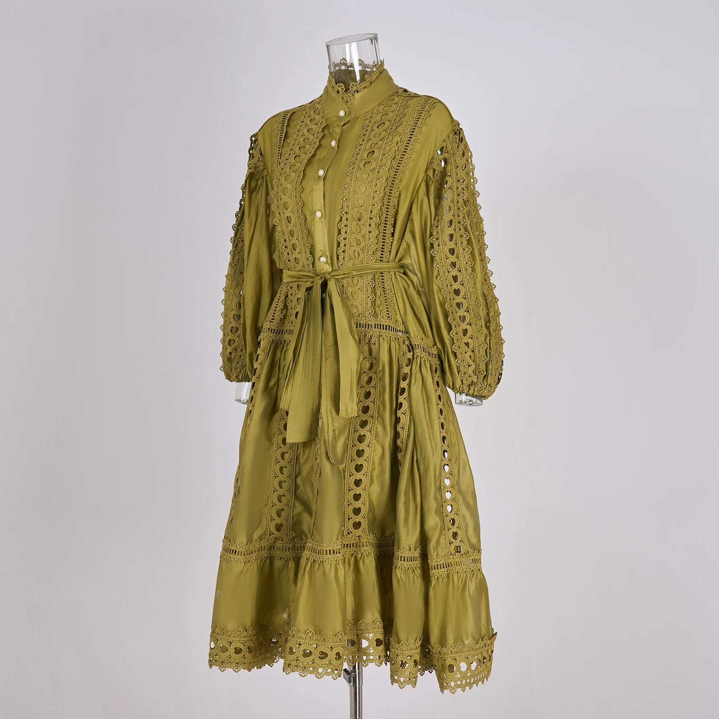 Elegant Embroidery Long Dress 2 Piece Set Women Summer Autumn Hollow Out Crochet Shirts Elastic Waist Long Maxi Skirt Suits