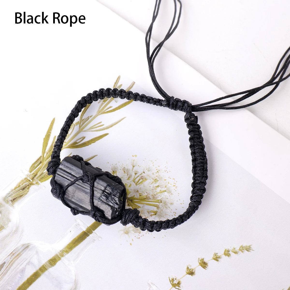 1PC Natural Crystal Black Tourmaline Post Bracelet Adjustable Men Women Wearing Decorative Healing Gift
