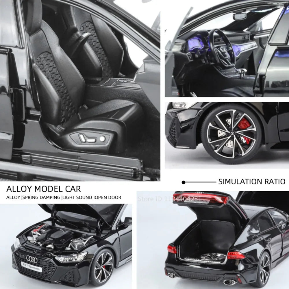 1:18 RS7 Range Rover Alloy Car Model Diecast Toy Sound Light 6 Doors Opened Shock Absorption Miniature Vehice Kid Christmas Gift