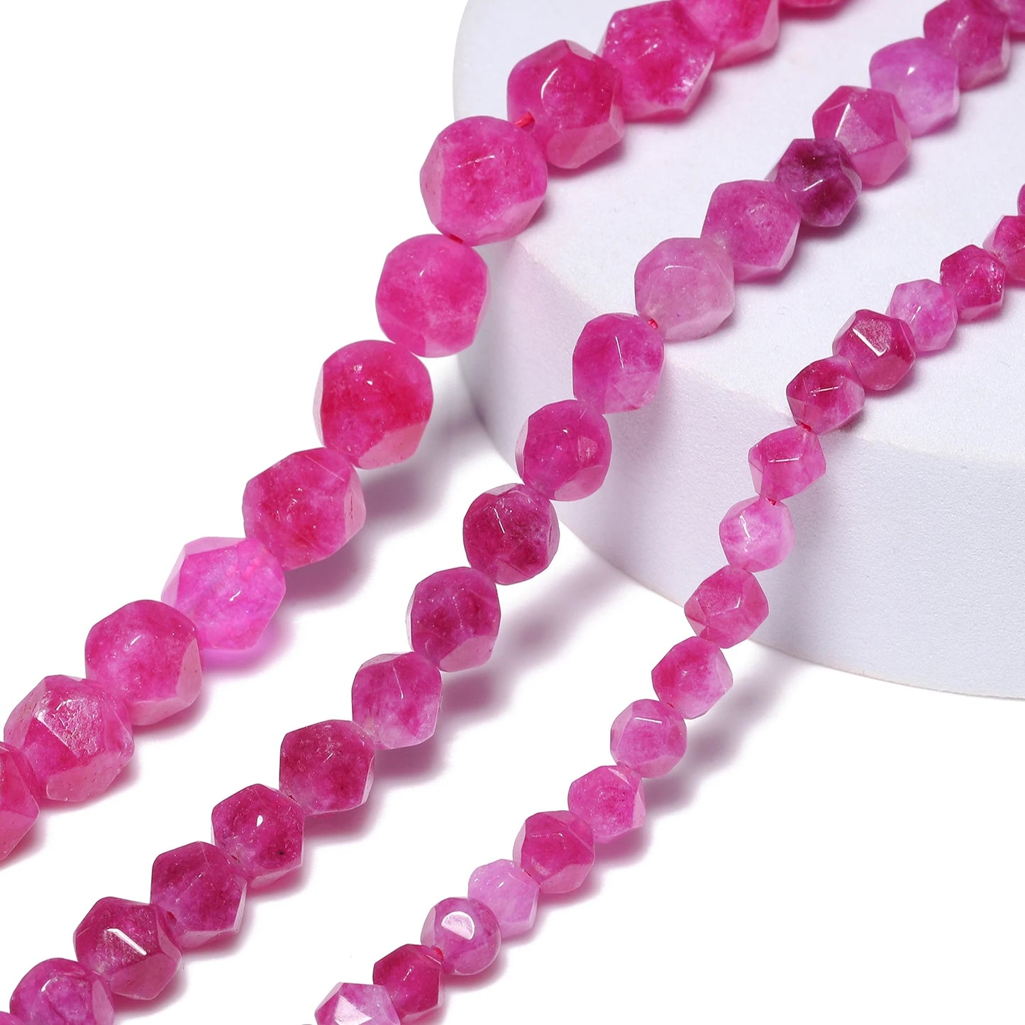 Wholesale Natural Stone Beads 6/8/10mm Pink Red Faceted Tourmaline Charms Loose Beads for Jewelry Making DIY Bracelet Accessory