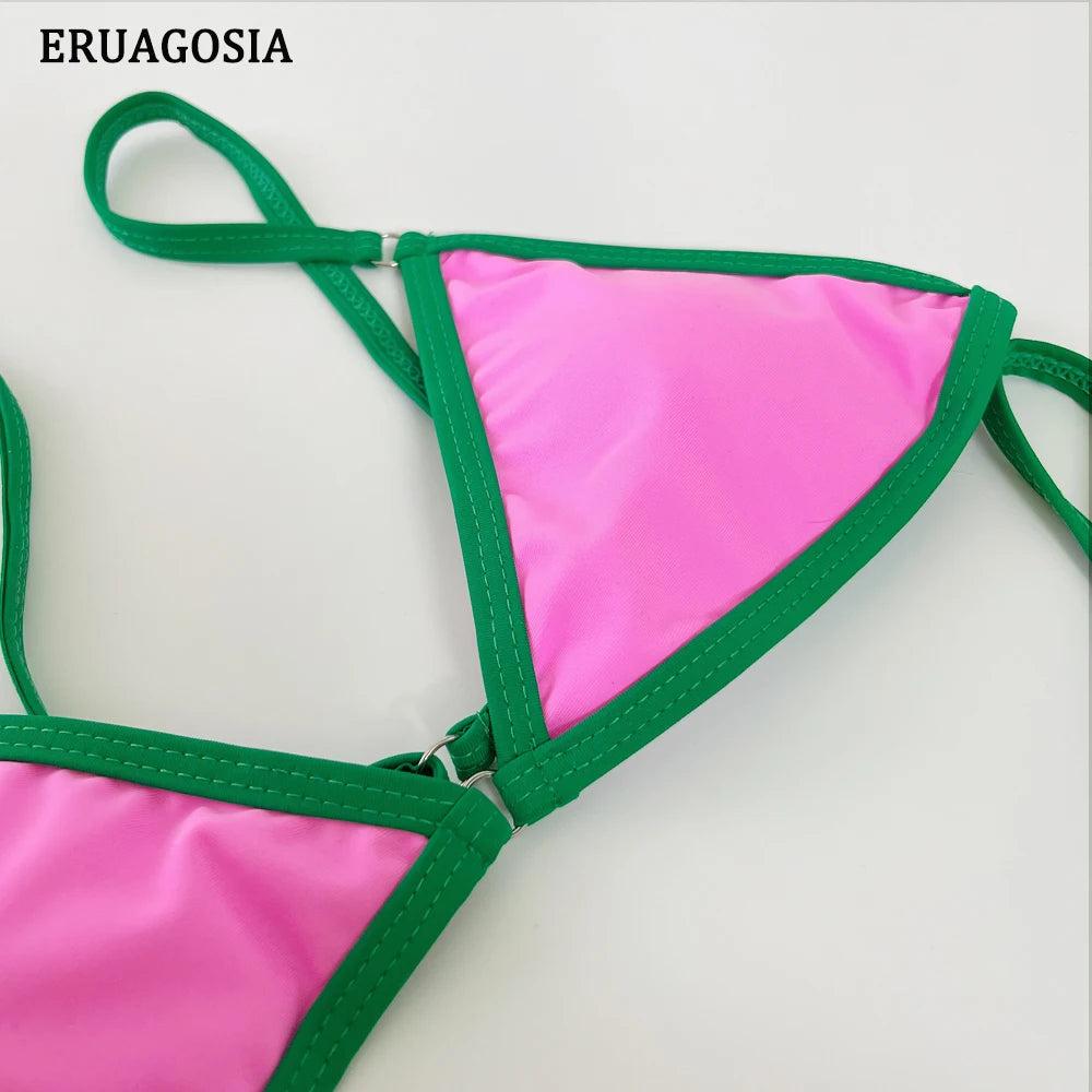 Sexy Bikini Women Swimsuit 2025 New Swimwear Bathing Suit Female Beachwear Micro Thong Bikinis Set 2 Piece Color block Swim Suit