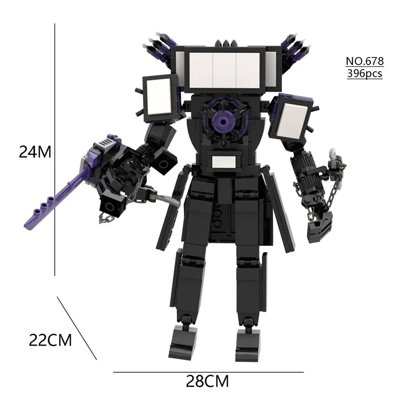 New Skibidi Toilet Titan Guitor Speaker Man Building Blocks Set With Battle-axe Creative DIY Bricks Toys For Boys Christmas Gift