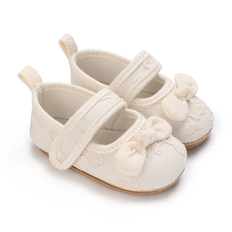 Cute Lace Baby Princess Shoes for Spring And Autumn 0-18M Infant Girls Anti-Slip Rubber Sole Bow Detail Anti-Slip Footwear