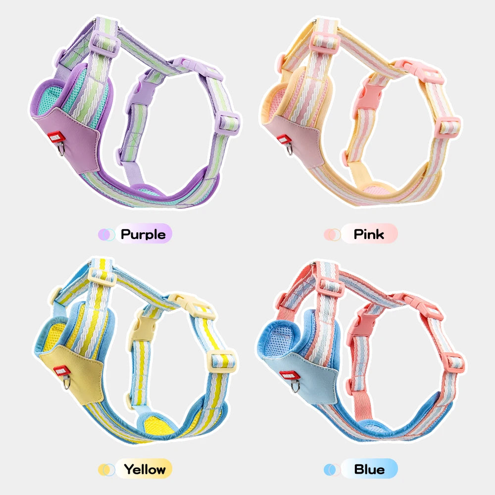 Dopamine Dog Harness and Leash Set Lightweight Breathable Color Block Pet Vest for Small Medium Dogs Outdoor Walking